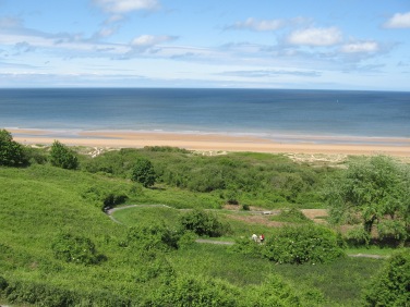 The view of Omaha beach from the cemetery.